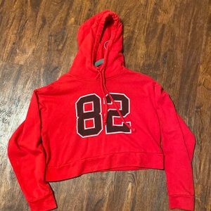 cropped red hoodie